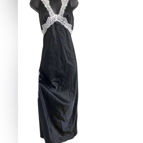 Sincerely Jules white lace open back satin effect black maxi slip dress size XL - Picture 13 of 15